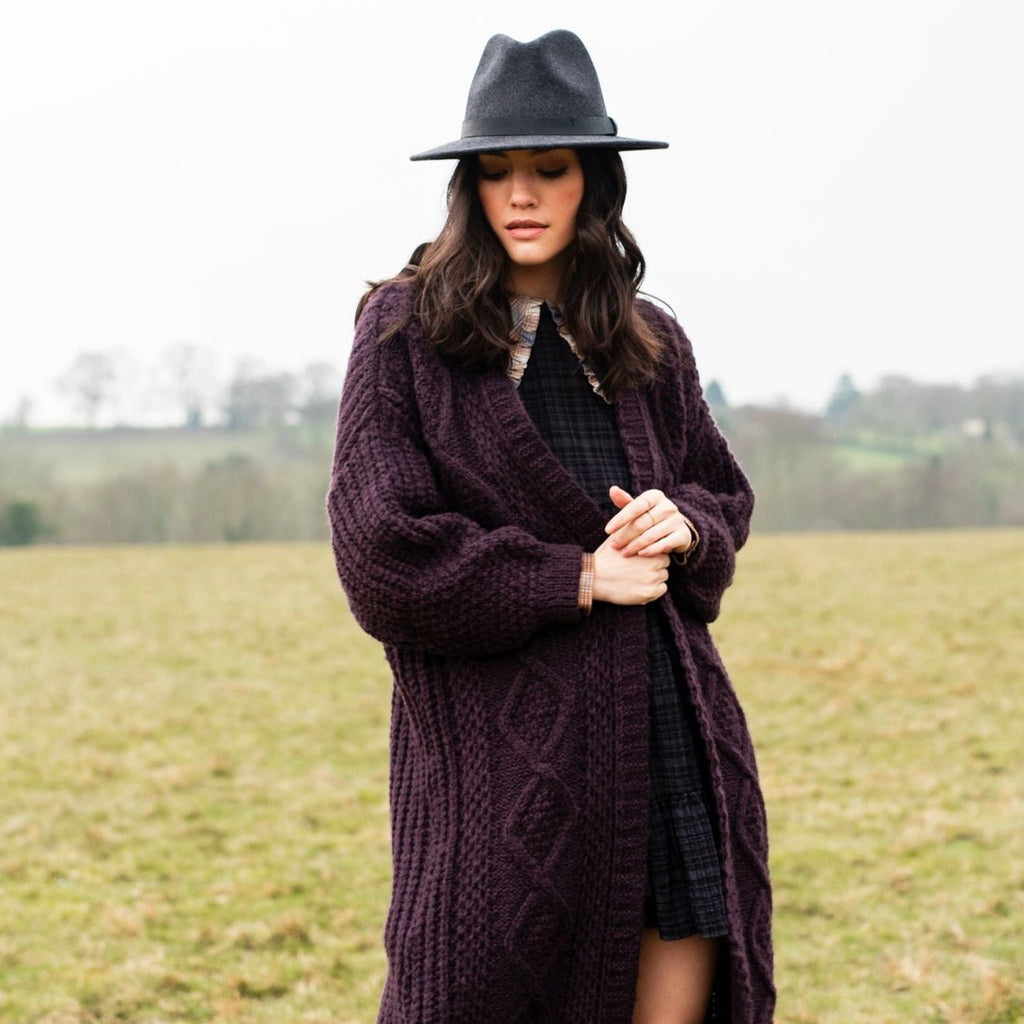 RESALE | Stevie Cable Maxi Cardigan - Plum - Cara & The Sky