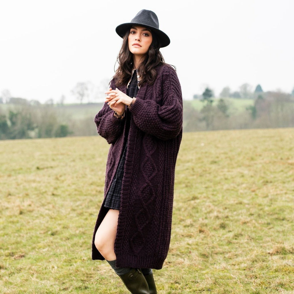 RESALE | Stevie Cable Maxi Cardigan - Plum - Cara & The Sky