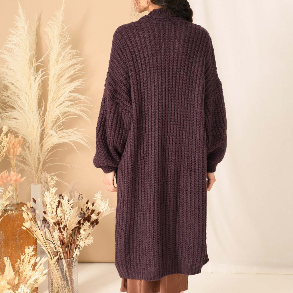 RESALE | Stevie Cable Maxi Cardigan - Plum - Cara & The Sky