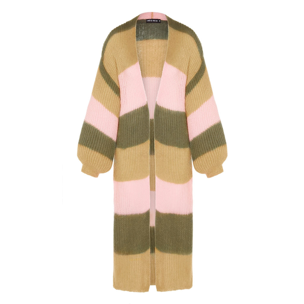 Ricci Lightweight Maxi Stripe Cardigan - Camel - Cara & The Sky