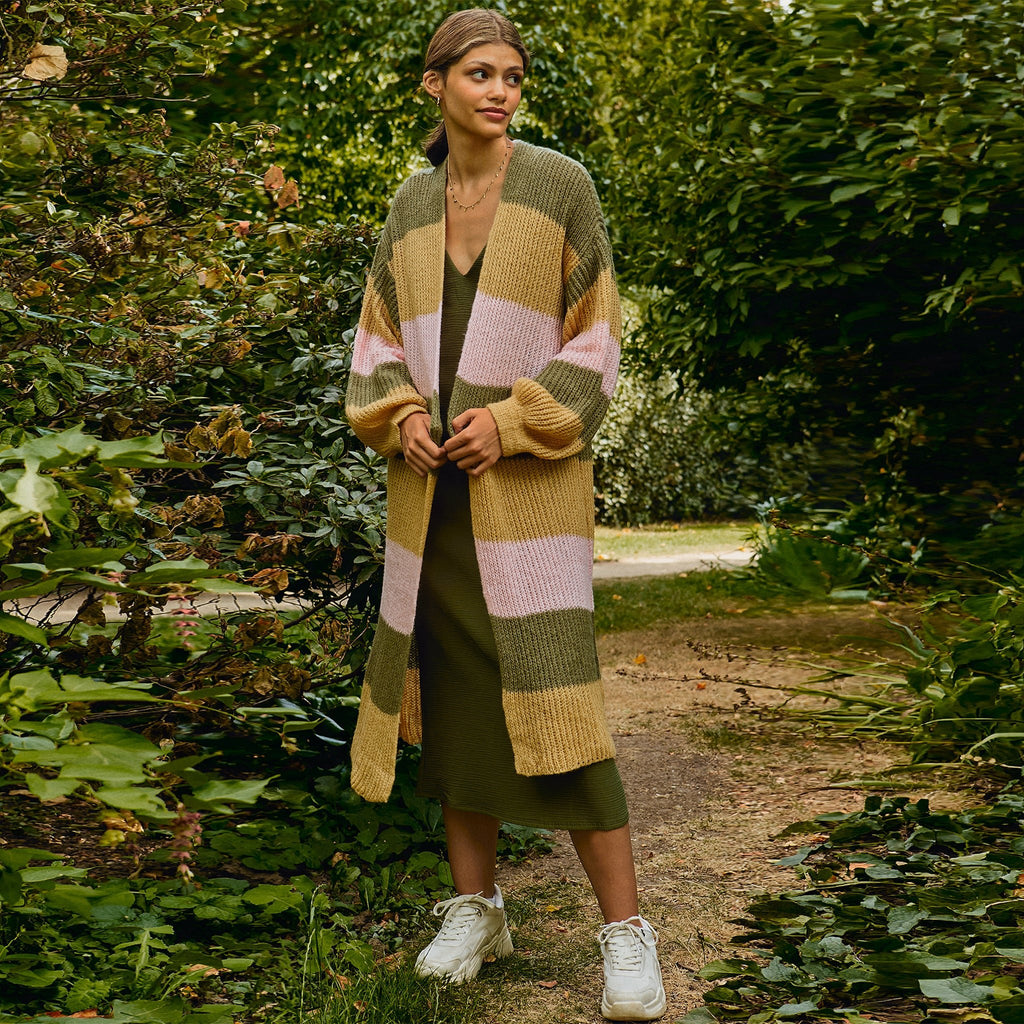 Ricci Lightweight Maxi Stripe Cardigan - Camel - Cara & The Sky