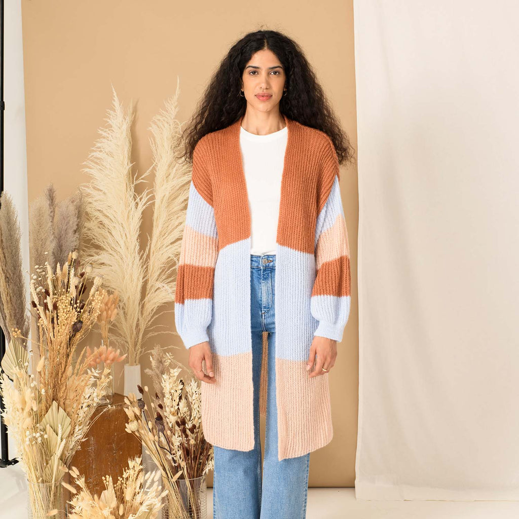 Ricci Stripe Longline Cardigan - Rust - Cara & The Sky