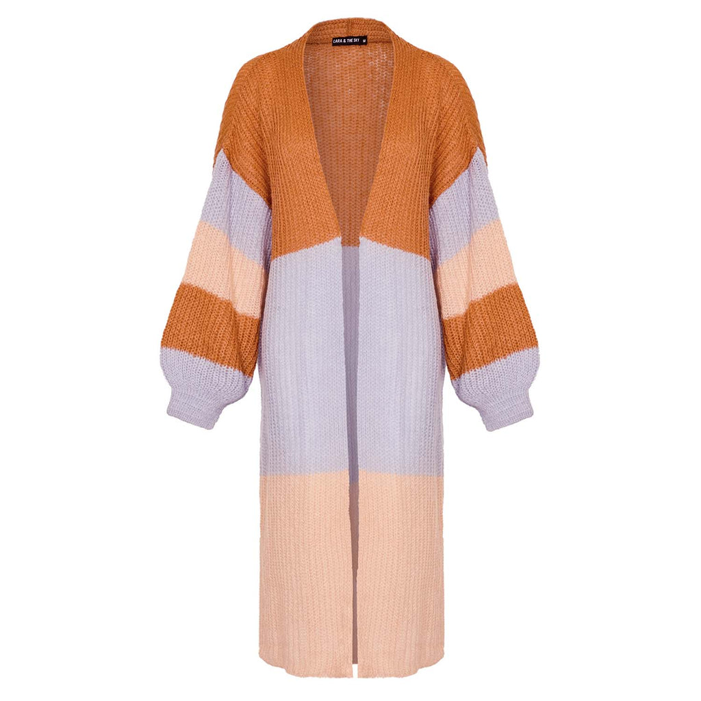 Ricci Stripe Longline Cardigan - Rust - Cara & The Sky