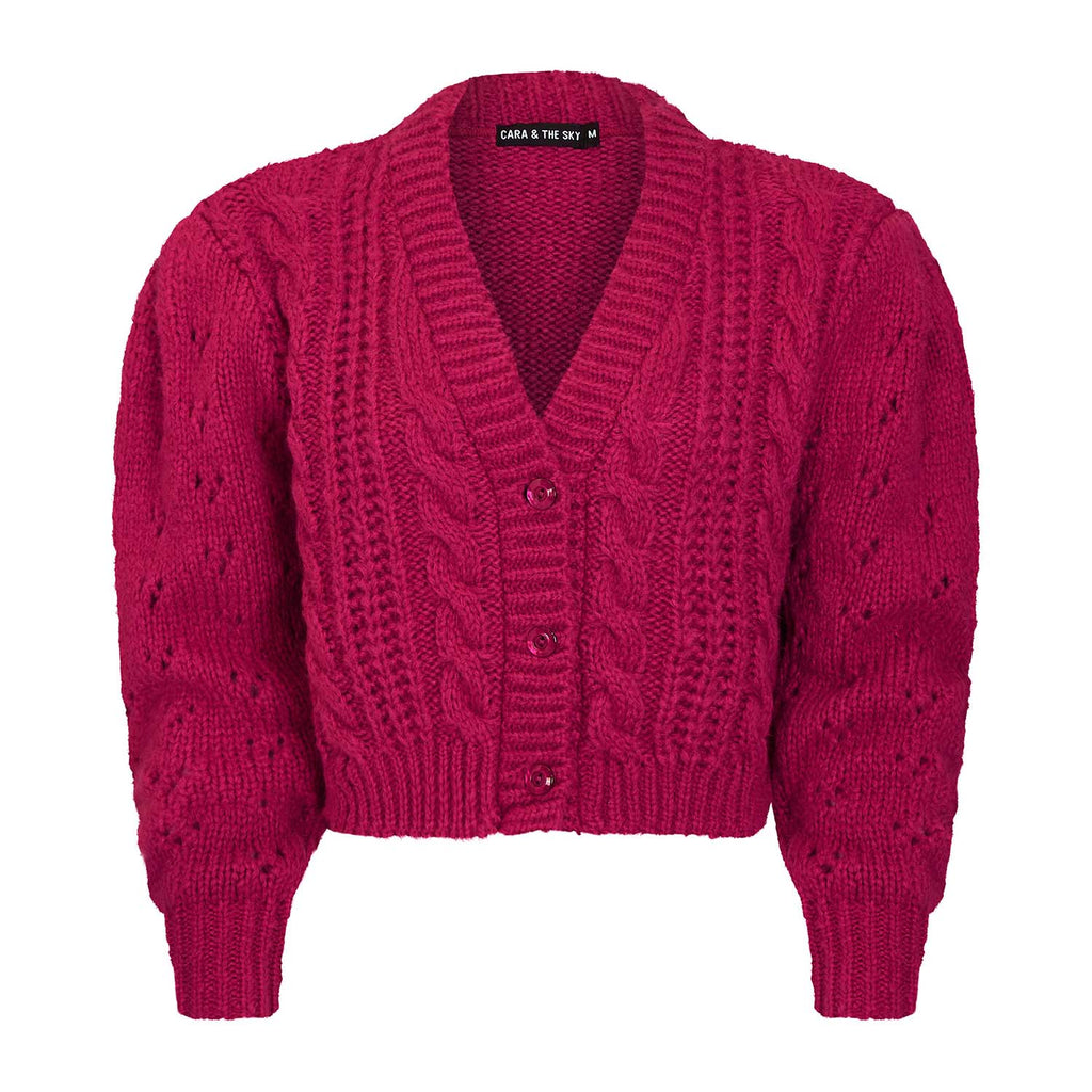 Rocky Cable Cropped Cardigan - Pink - Cara & The Sky