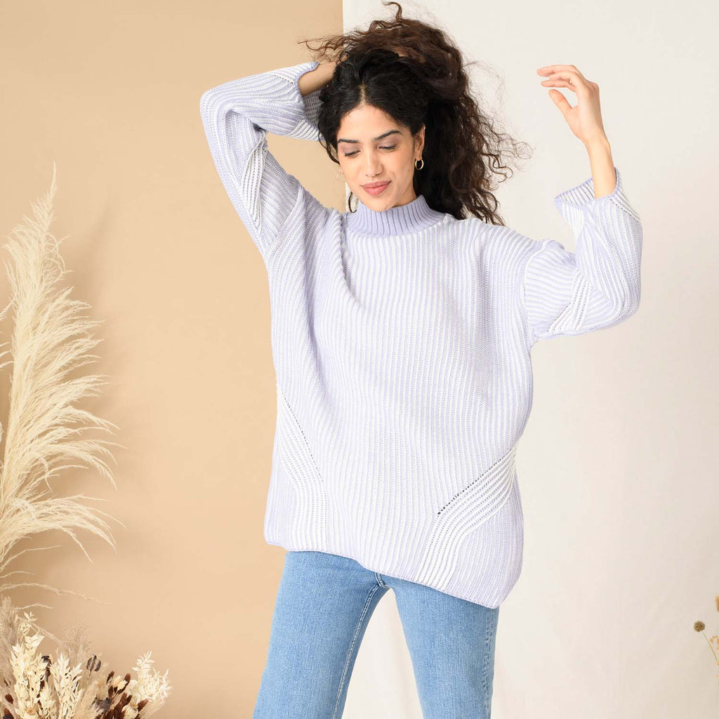 Rosa High Neck Jumper - Pale Blue - Cara & The Sky