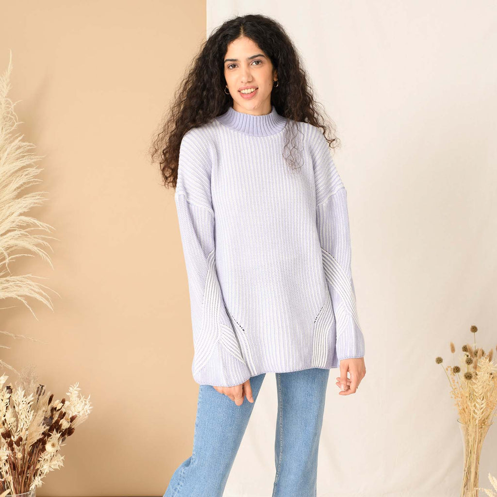 Rosa High Neck Jumper - Pale Blue - Cara & The Sky