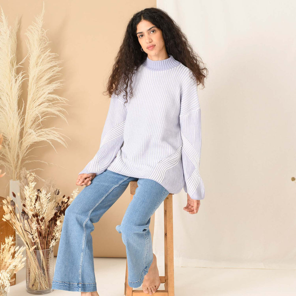 Rosa High Neck Jumper - Pale Blue - Cara & The Sky