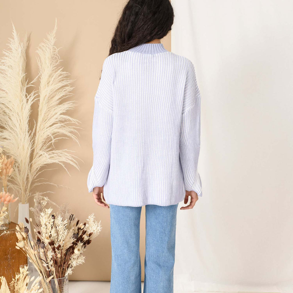 Rosa High Neck Jumper - Pale Blue - Cara & The Sky