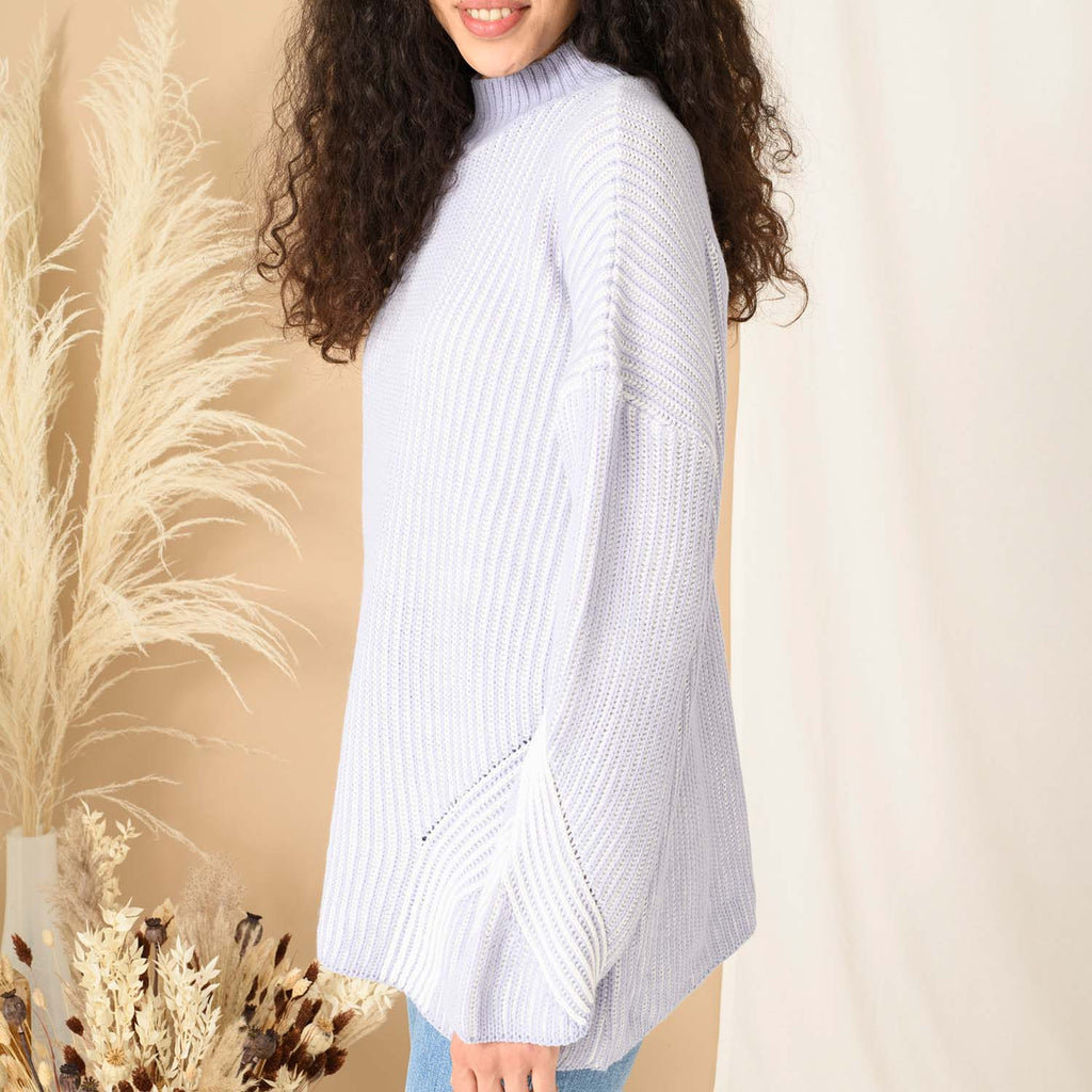 Rosa High Neck Jumper - Pale Blue - Cara & The Sky