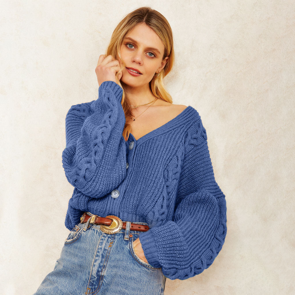 Sienna Cable Co-ord Cardigan - Denim - Cara & The Sky