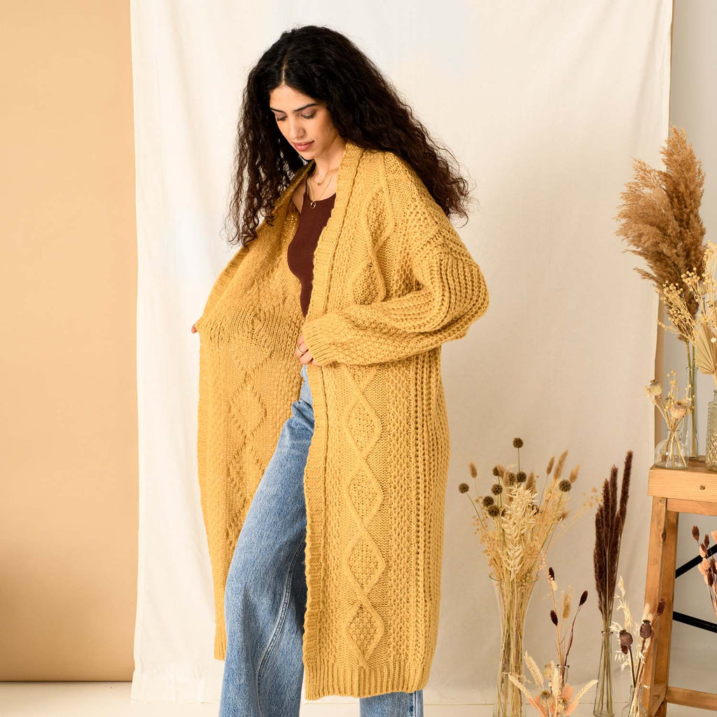 Stevie Cable Maxi Cardigan - Camel - Cara & The Sky