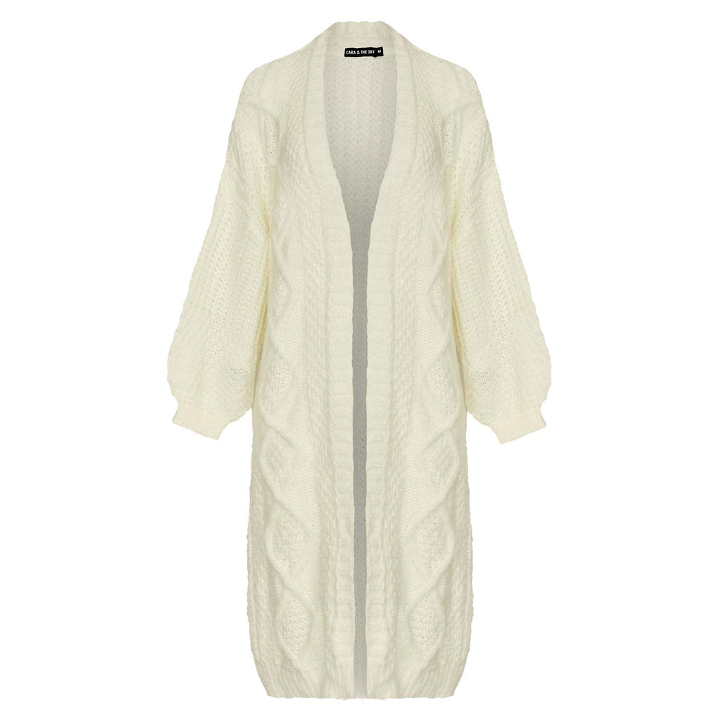 Stevie Cable Maxi Cardigan - Winter White - Cara & The Sky