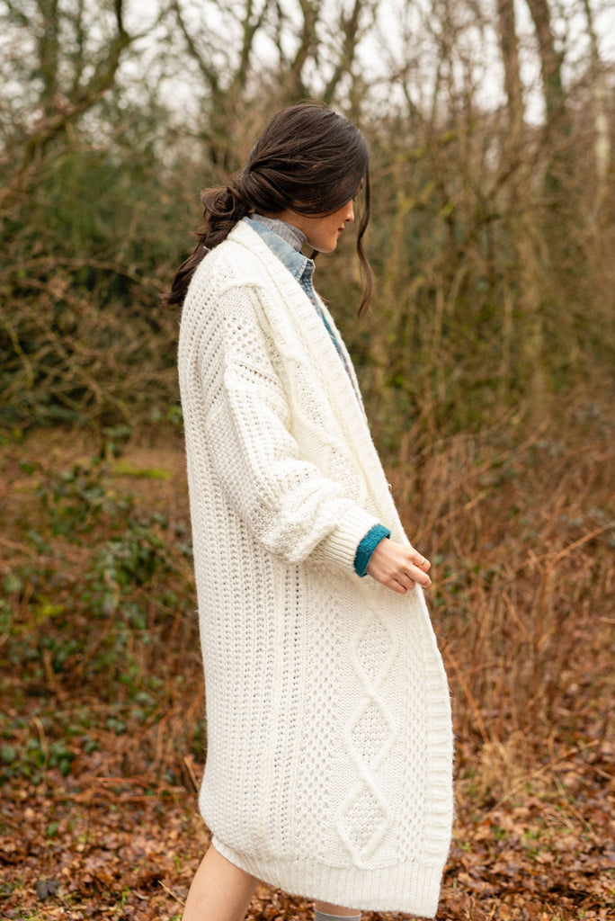 Stevie Cable Maxi Cardigan - Winter White - Cara & The Sky