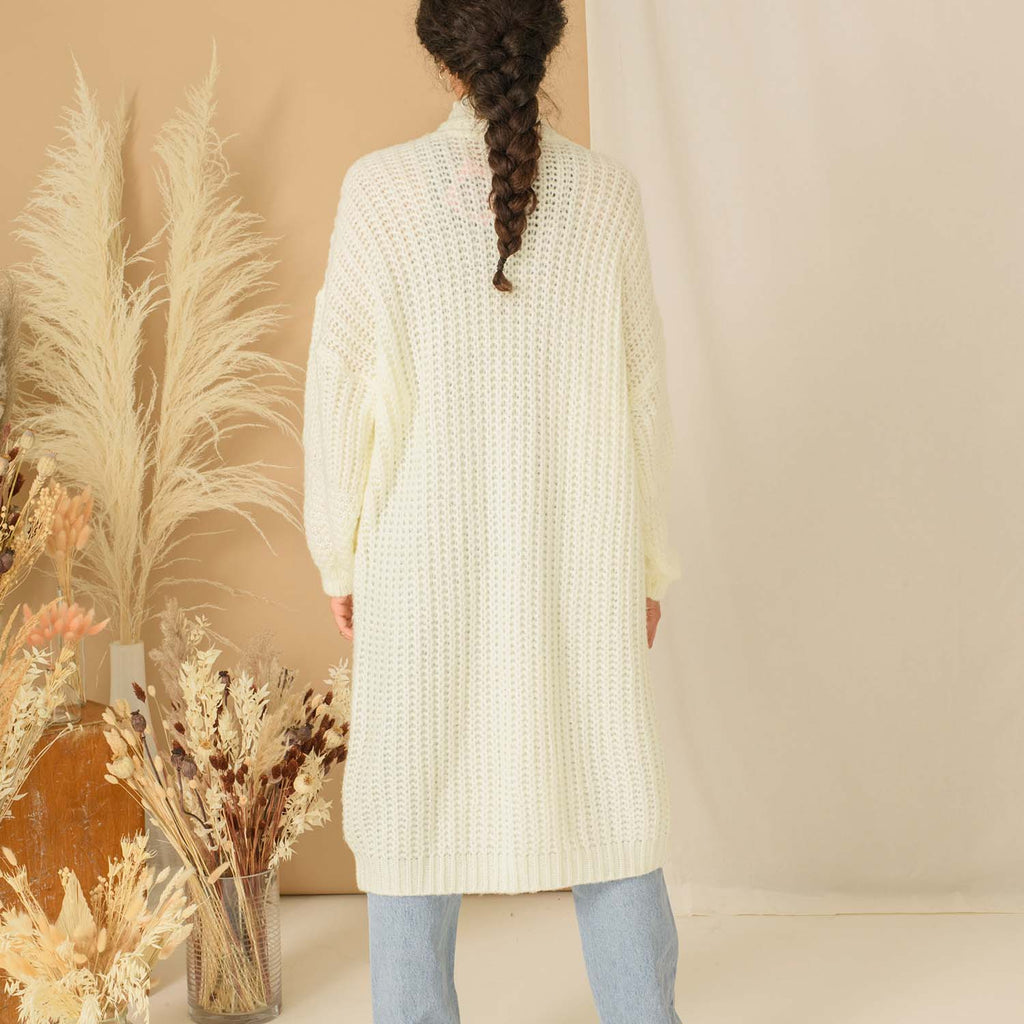 Stevie Cable Maxi Cardigan - Winter White - Cara & The Sky