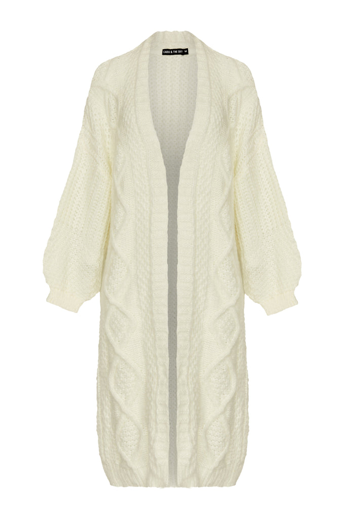 Stevie Cable Maxi Cardigan - Winter White - Cara & The Sky
