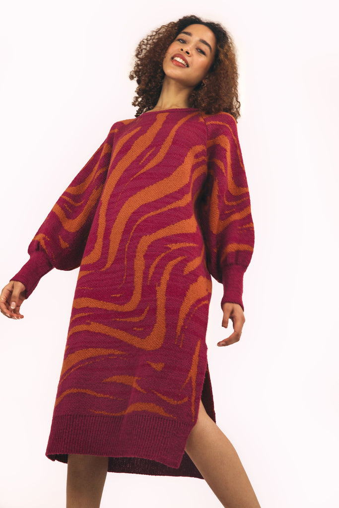 Whitney Midi Dress - Berry - Cara & The Sky